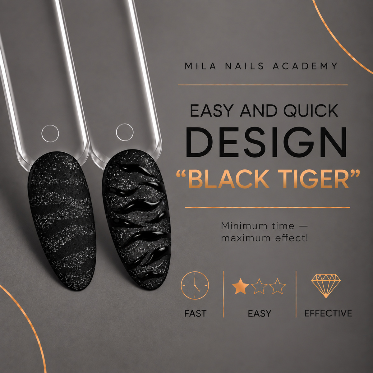 Nail Design “BLACK TIGER” — Masterclass